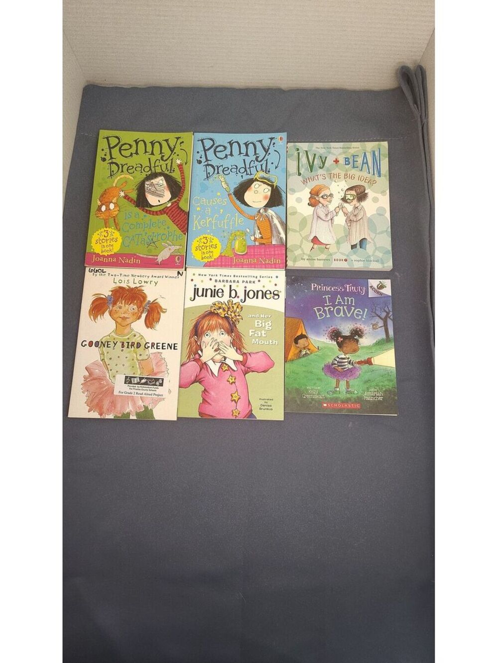 Lot of 5 Junie B. Jones chapter books, illustrated by Denise Brunkus.